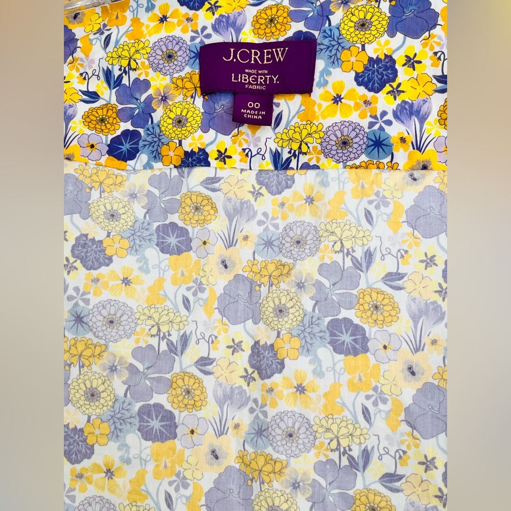 J. Crew Cotton Floral Yellow and Purple Button Down Shirt Size 00 - Picture 8 of 8